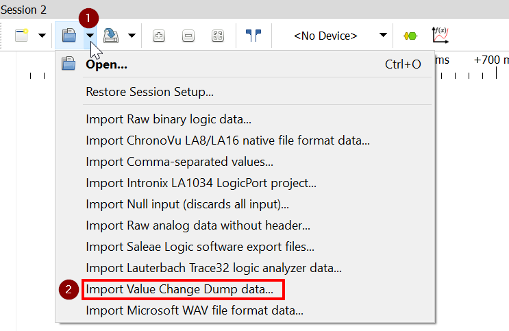 PulseView: Import Value Change Dump data